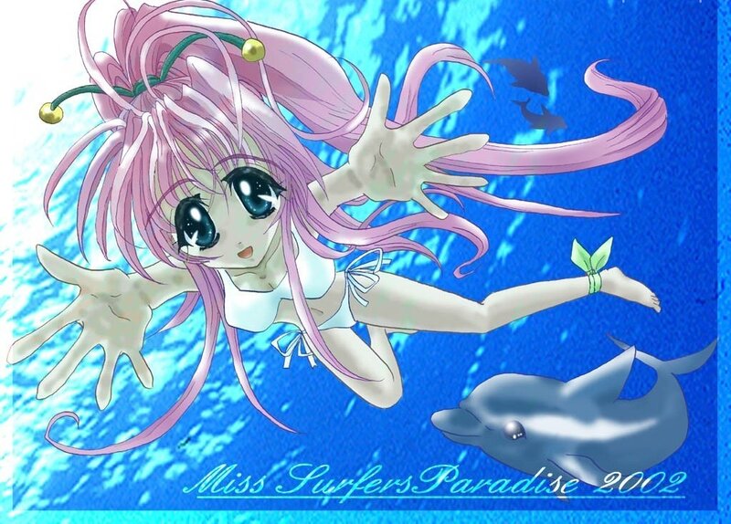 Anime Girl Swimming Underwater — Blue