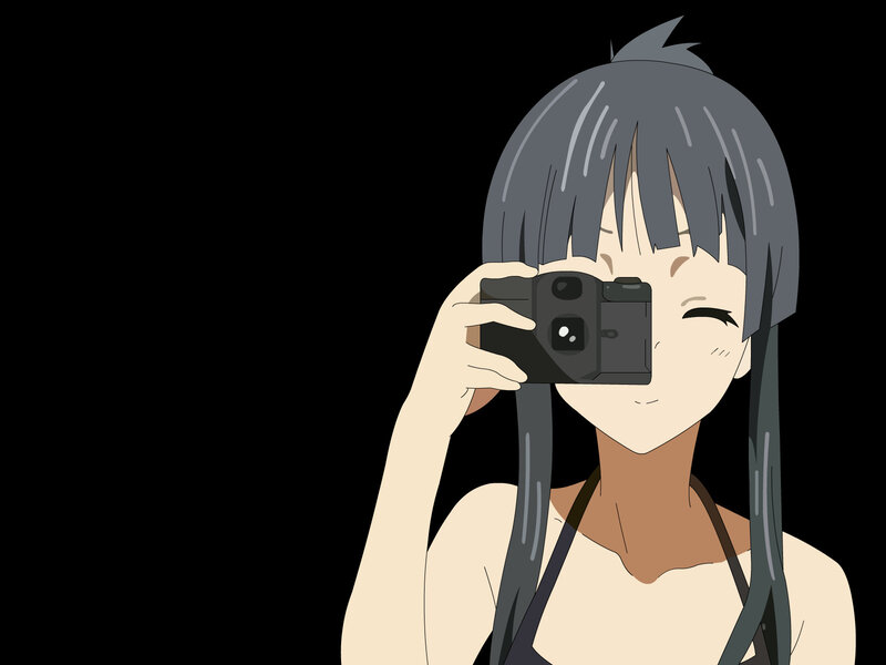 anime girl taking a photo