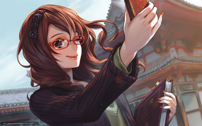 anime girl taking a selfie