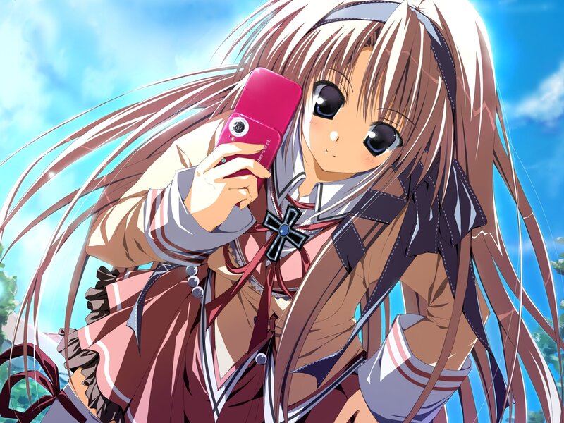 anime girl taking selfie
