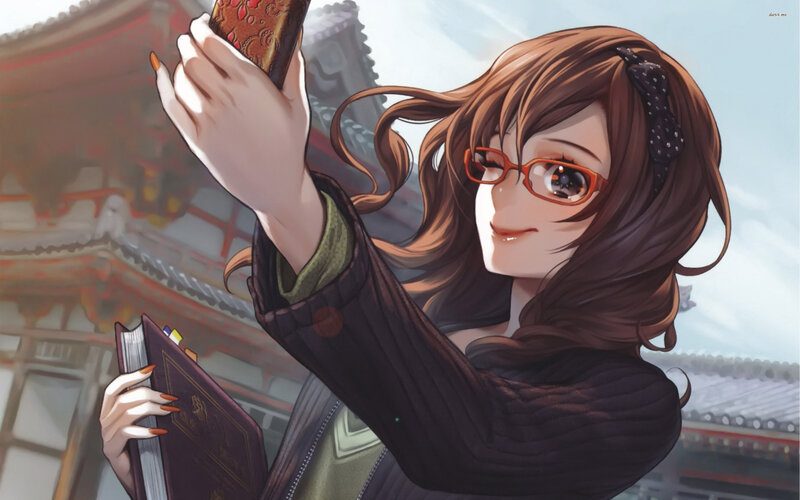 Anime Girl Taking Selfie — Brown