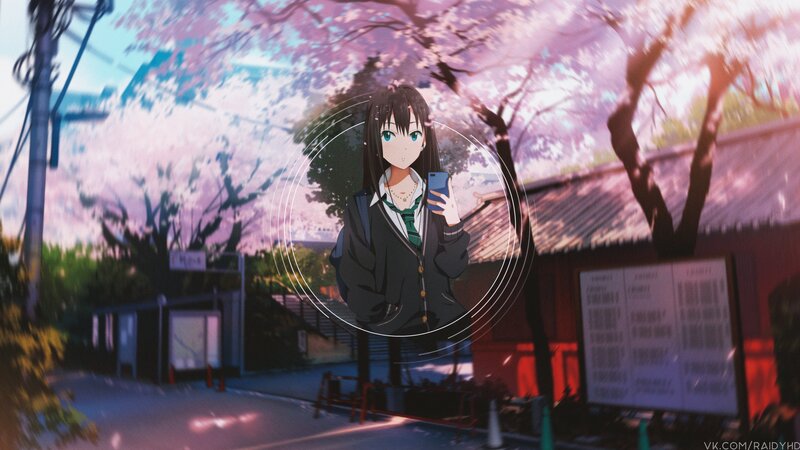 Anime Girl Taking Selfie — Pink, Serene