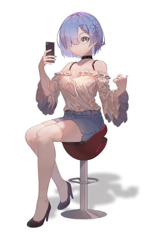 Anime Girl Taking Selfie — Purple, Casual