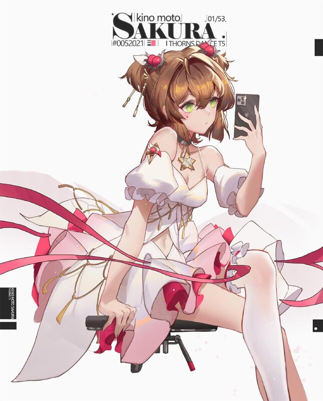 Anime Girl Taking Selfie — White, Playful, Digital Art, Smartphone