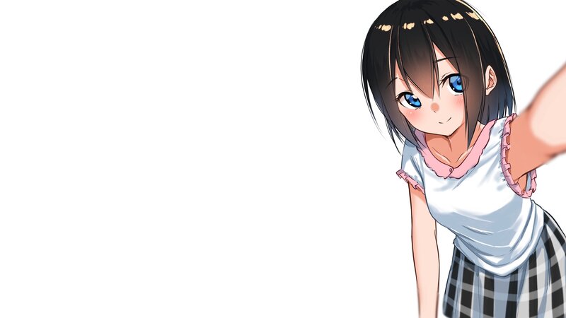 Anime Girl Taking Selfie — White, Playful
