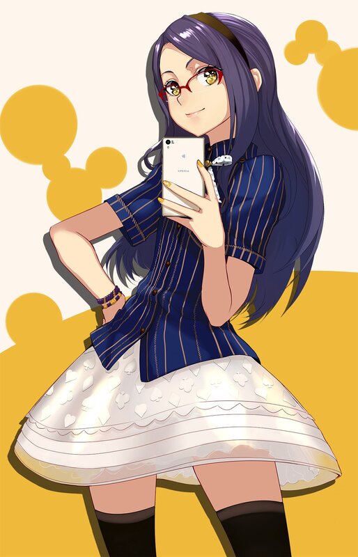 Anime Girl Taking Selfie — Yellow