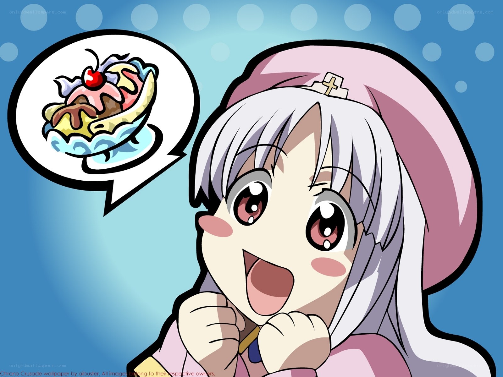 anime girl thinking about dessert