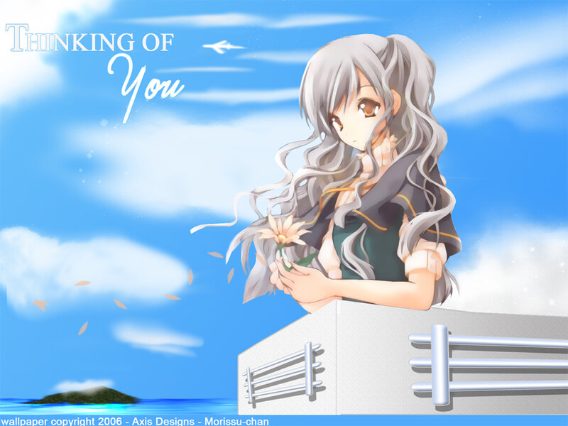 Anime girl thinking of you