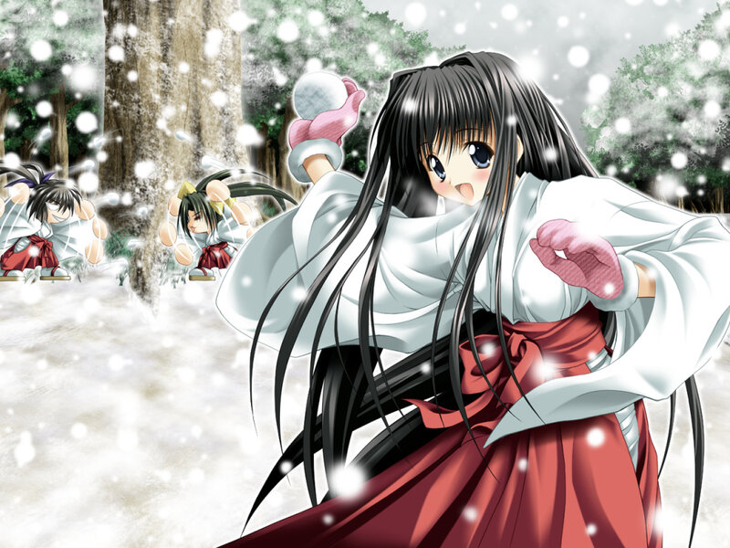 Anime Girl Throwing Snowball