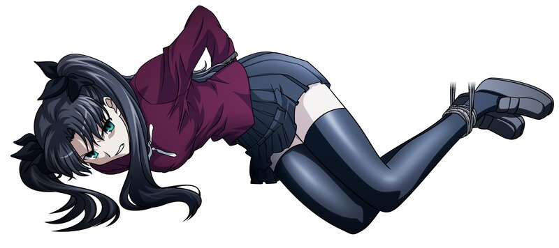 Anime girl tied up on the ground