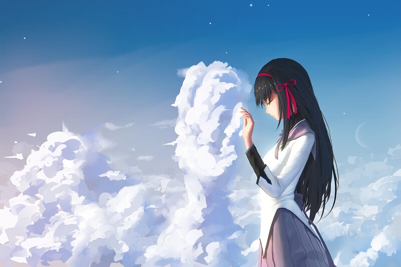 Anime Girl Touching Cloud
