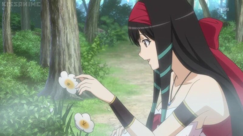Anime Girl Touching Flower