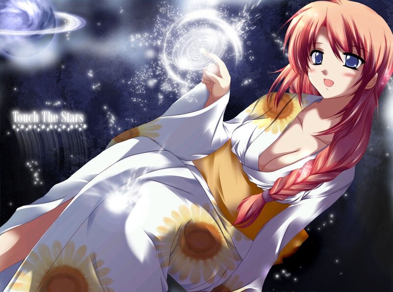 Anime girl touching stars