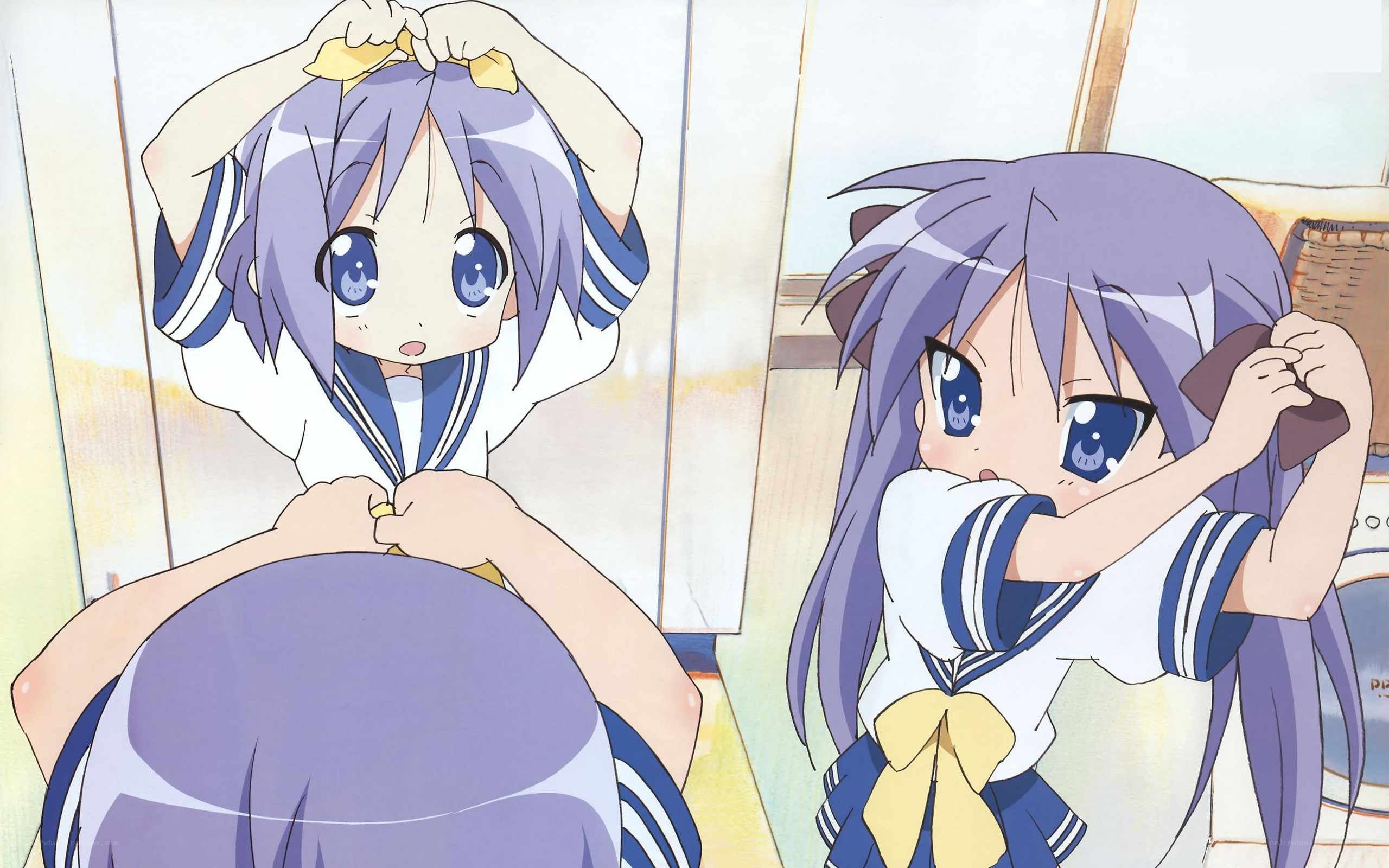 anime girl tying bow