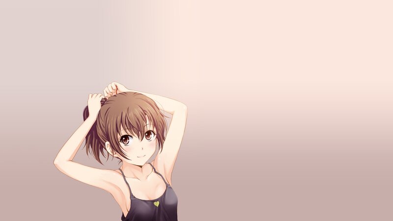 anime girl tying hair