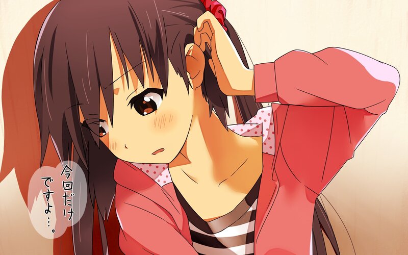 Anime Girl Tying Hair — Red
