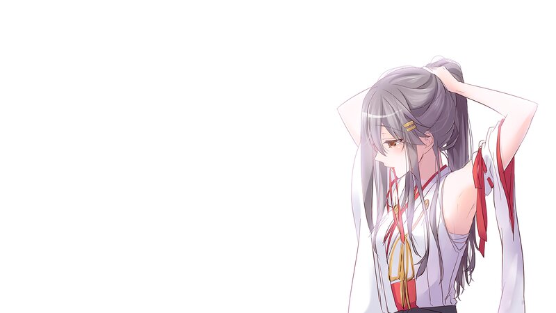 Anime Girl Tying Hair — White