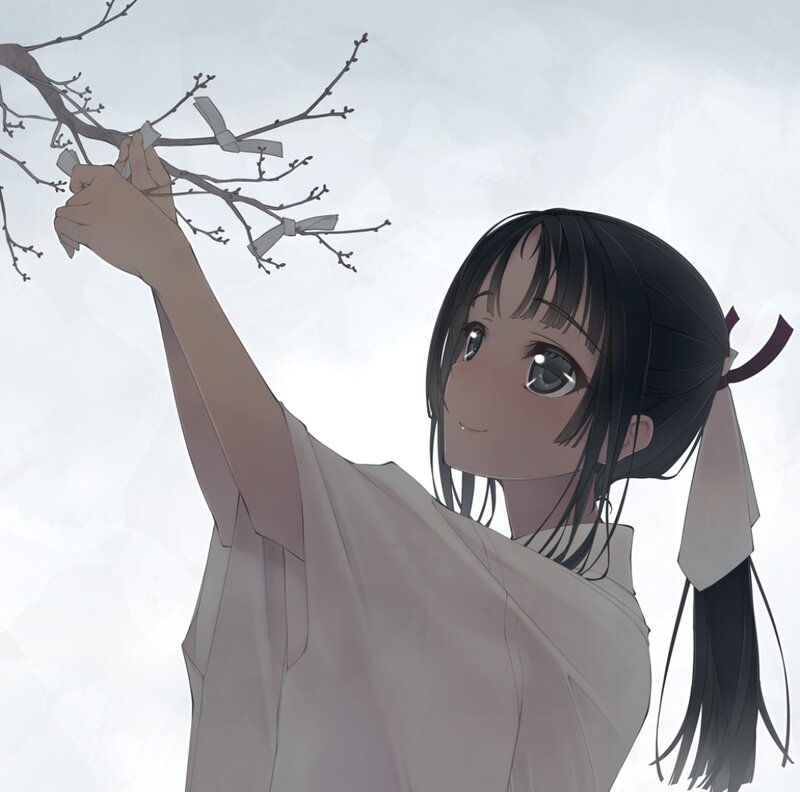 Anime Girl Tying Ribbons
