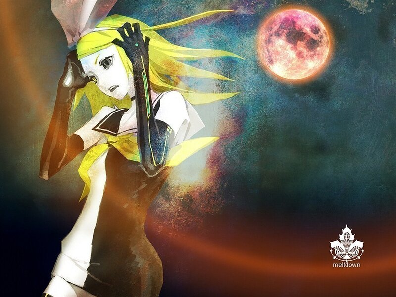 Anime girl under a red moon