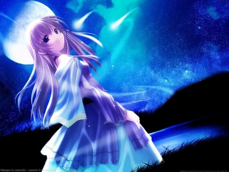 Anime girl under a starry sky