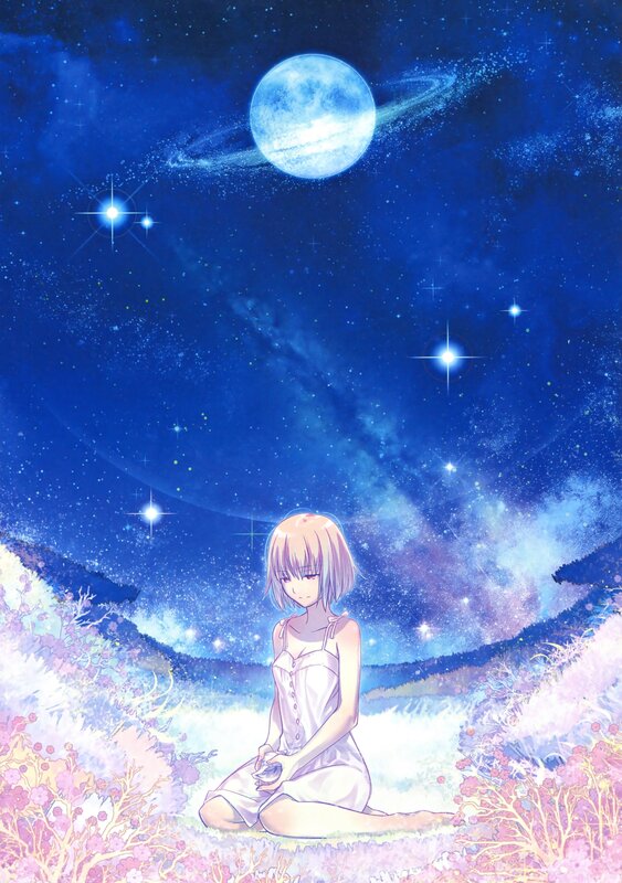 Anime girl under a starry sky