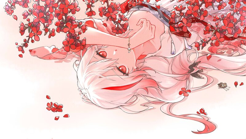 Anime Girl under Blossoms