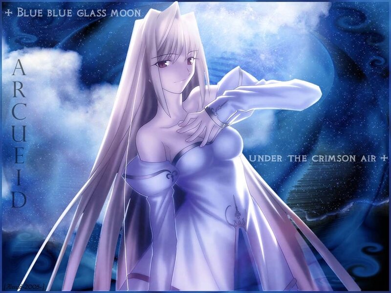 Anime girl under blue moon