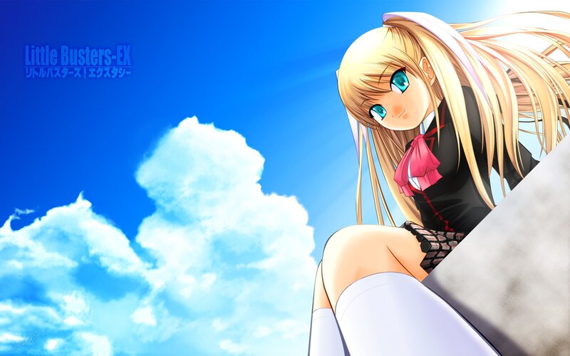 Anime girl under blue sky