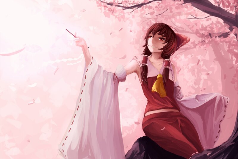 Anime girl under cherry blossoms