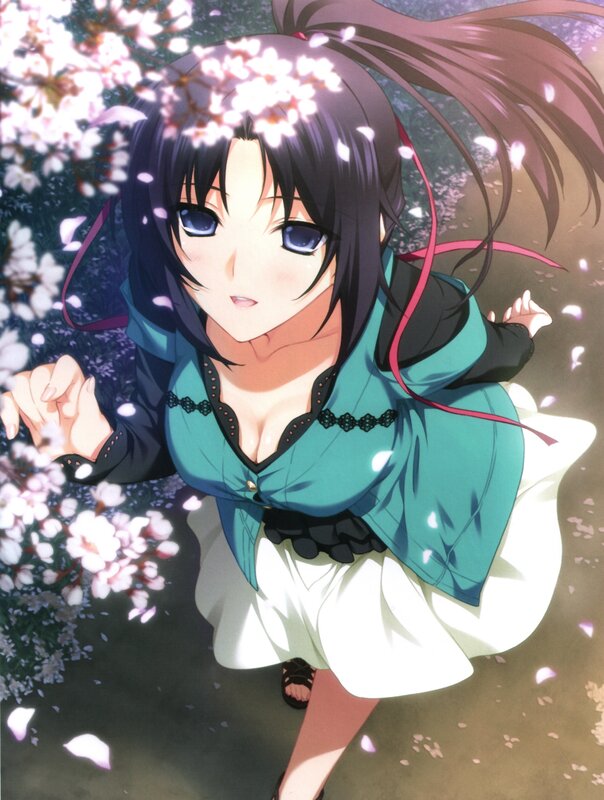 anime girl under cherry blossoms