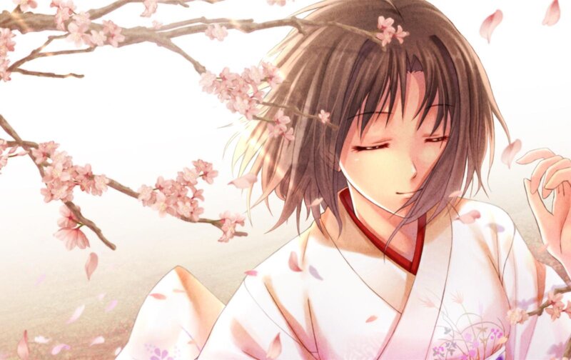 anime girl under cherry blossoms