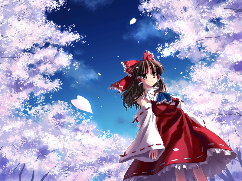anime girl under cherry blossoms