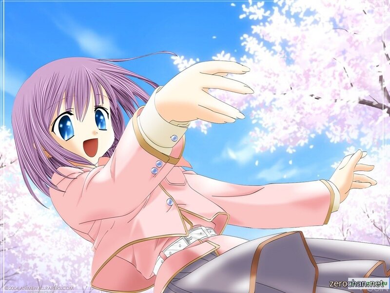 anime girl under cherry blossoms