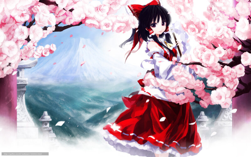 Anime girl under cherry blossoms