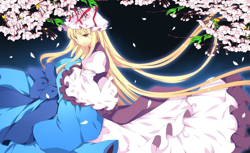 anime girl under cherry blossoms