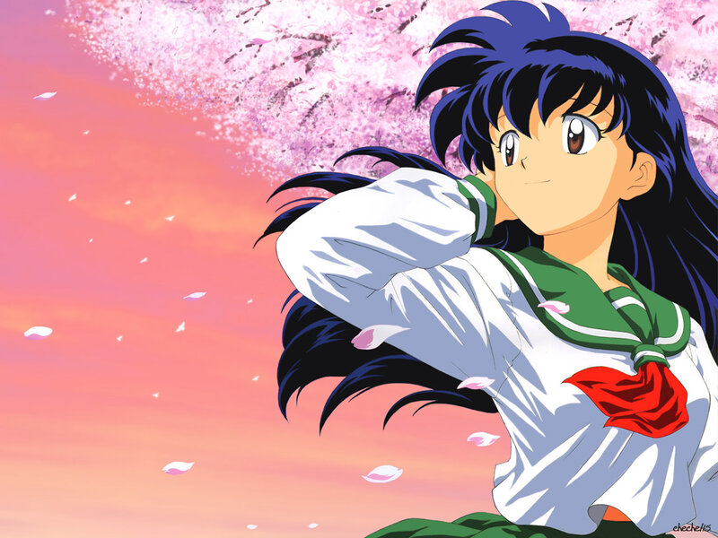 Anime girl under cherry blossoms