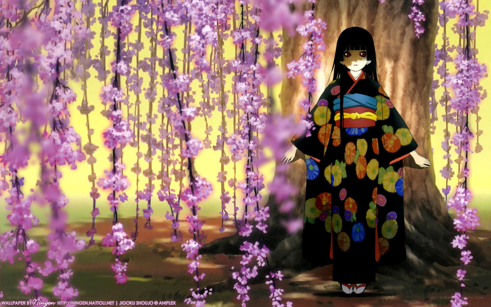 anime girl under cherry blossoms