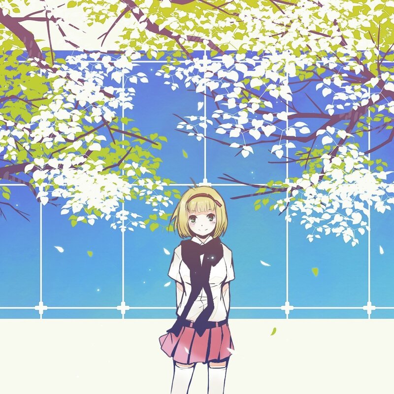 anime girl under cherry blossoms