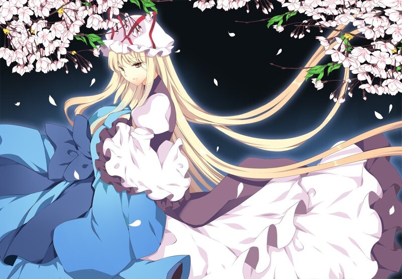 anime girl under cherry blossoms