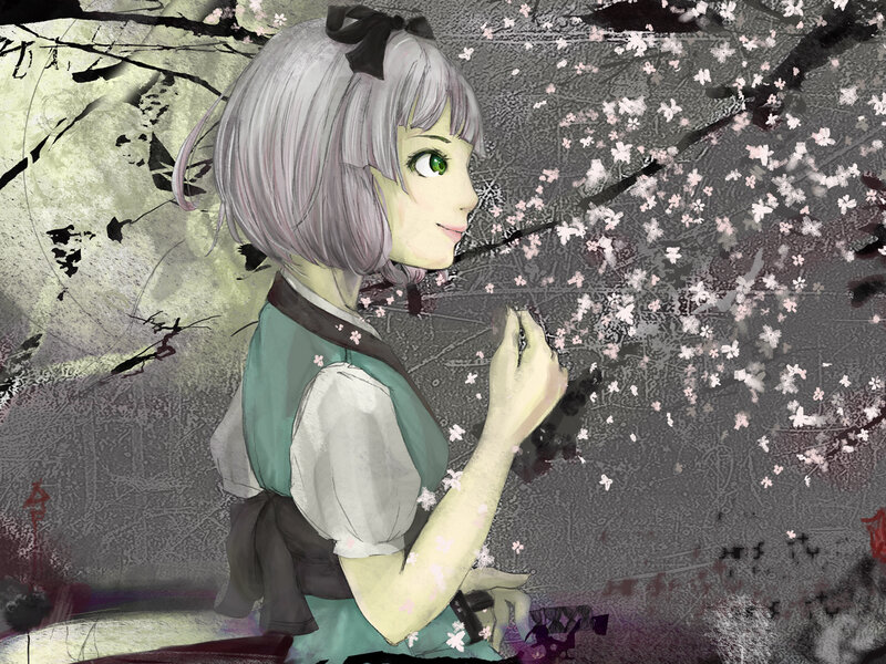 anime girl under cherry blossoms