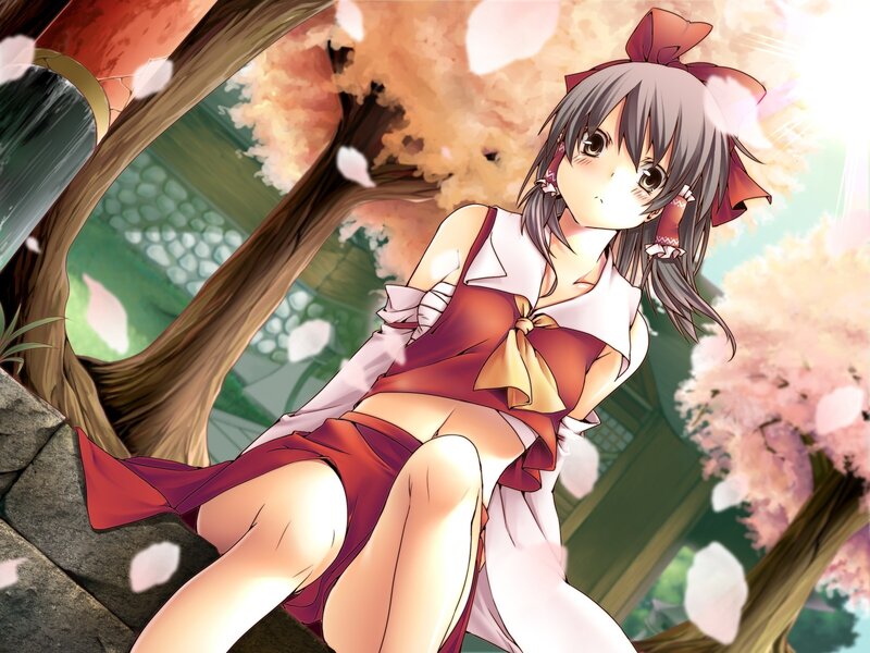 Anime girl under cherry blossoms