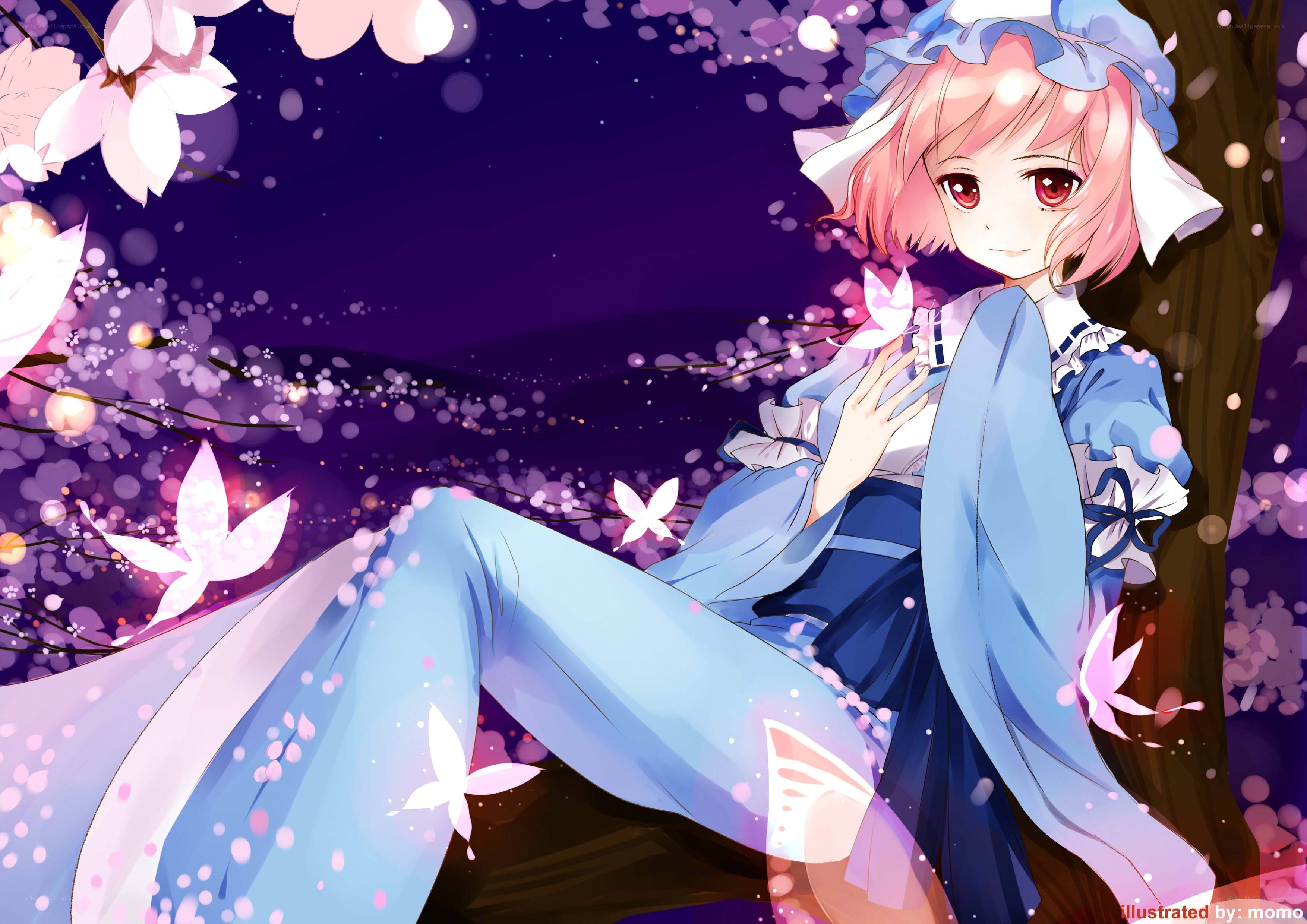 anime girl under cherry blossoms