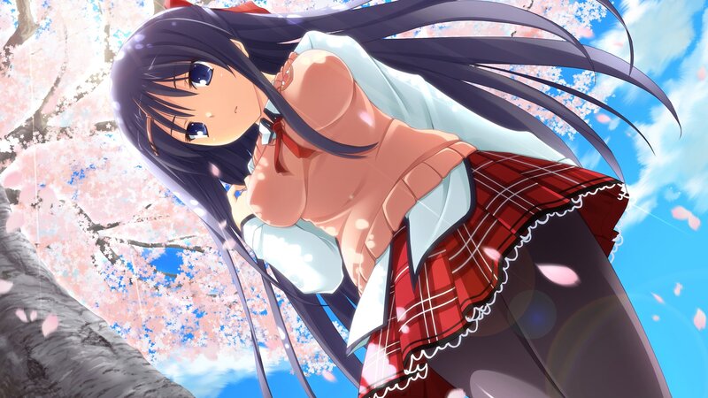 Anime Girl under Cherry Blossoms — Pink, Serene, Spring, Cherry Blossoms, Skirt