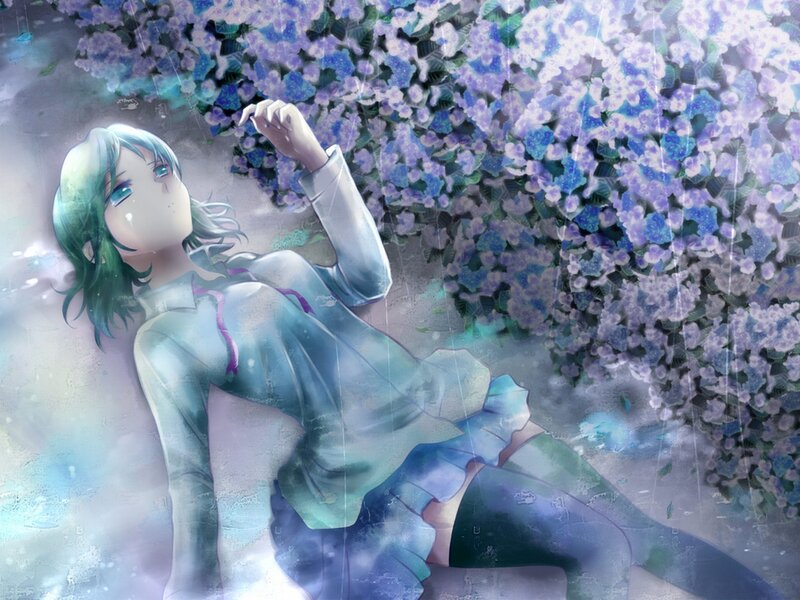 Anime Girl under Flowers