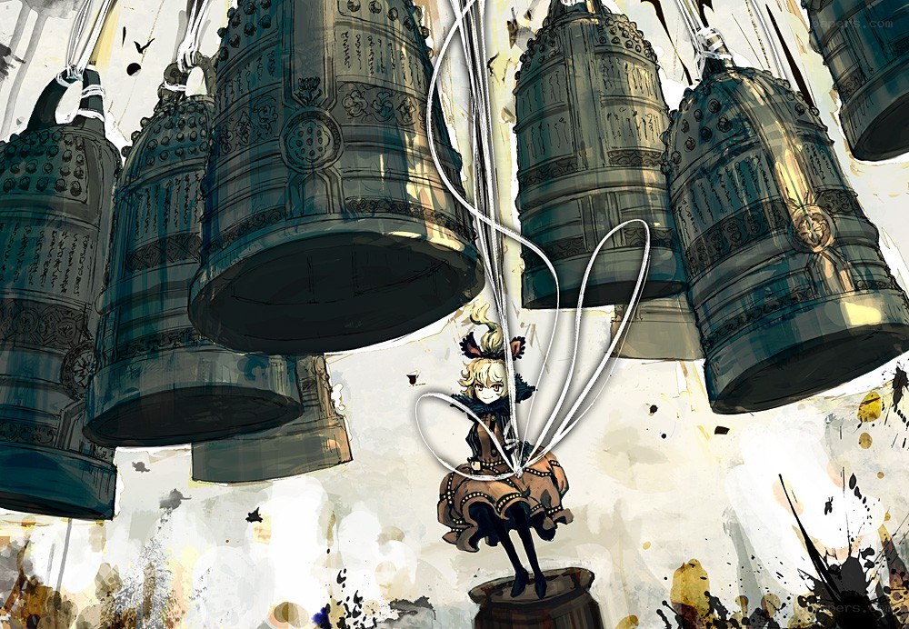 anime girl under hanging bells