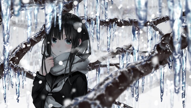 Anime Girl under Icicles