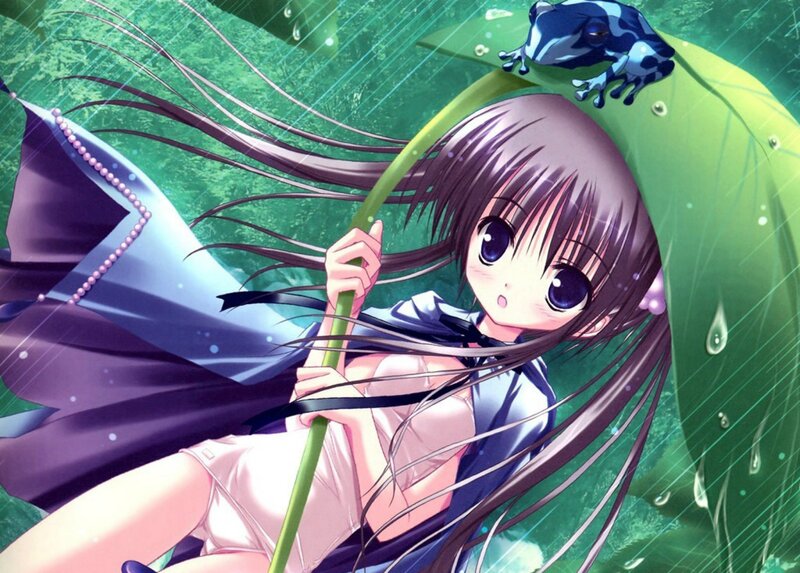Anime Girl under Leaf