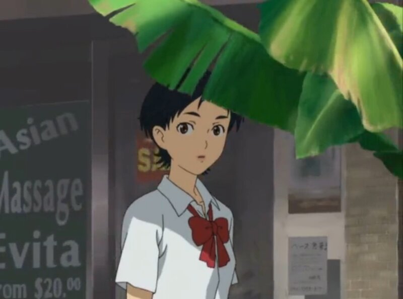 Anime Girl under Leaves