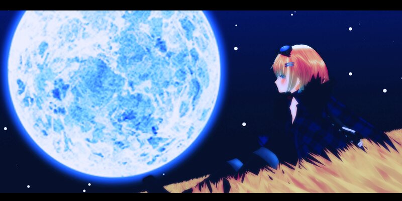 Anime Girl under Moon