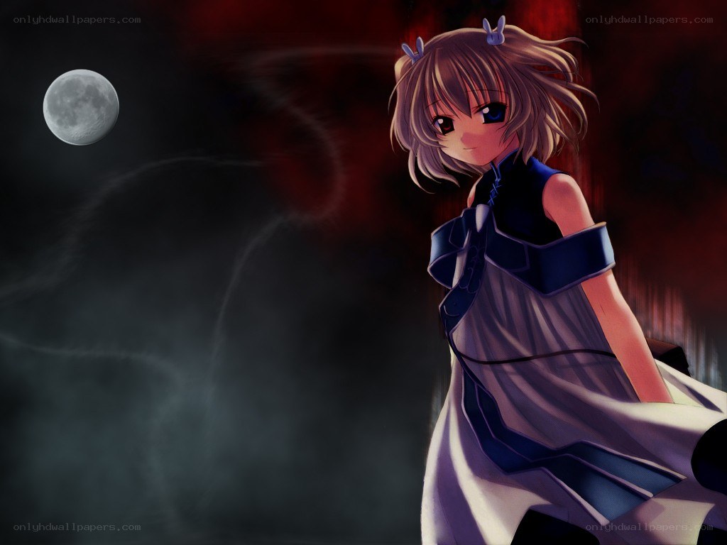 anime girl under moonlight